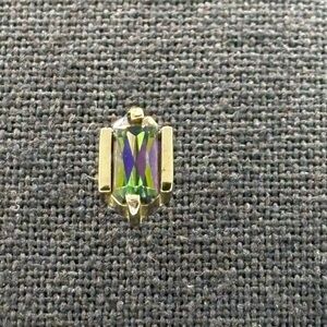 Vintage Swank Faux Mystic Topaz Tie Tack Deco Design Gold Tone 1/4”